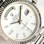 DayDate 40 SS Best Edition 904L Steel White Dial Crystal Marker on President Bracelet QF A2836 V5 (Gain Weight)