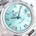 DayDate 40 SS Best Edition 904L Steel Ice Blue Dial Roman Marker on President Bracelet QF A2836 V5 (Gain Weight)