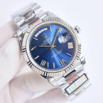 DayDate 40 SS Best Edition 904L Steel Blue Dial Roman Marker on President Bracelet QF A2836 V5 (Gain Weight)