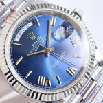 DayDate 40 SS Best Edition 904L Steel Blue Dial Roman Marker on President Bracelet QF A2836 V5 (Gain Weight)