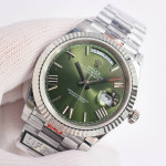 DayDate 40 SS Best Edition 904L Steel Green Dial Roman Marker on President Bracelet QF A2836 V5 (Gain Weight)