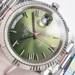 DayDate 40 SS Best Edition 904L Steel Green Dial Roman Marker on President Bracelet QF A2836 V5 (Gain Weight)