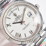 DayDate 40 SS Best Edition 904L Steel White Dial Roman Marker on President Bracelet QF A2836 V5 (Gain Weight)