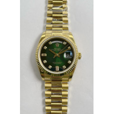 Day Date 36mm YG 1:1 Best Edition Diamonds Marker Green Dial Bracelet A2836 RAF