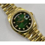 Day Date 36mm YG 1:1 Best Edition Diamonds Marker Green Dial Bracelet A2836 RAF