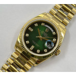 Day Date 36mm YG 1:1 Best Edition Diamonds Marker Green Dial Bracelet A2836 RAF