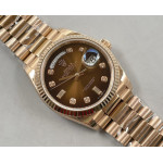 Day Date 36mm RG 1:1 Best Edition Diamonds Marker Brown Dial Bracelet A2836 EWF