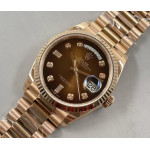 Day Date 36mm RG 1:1 Best Edition Diamonds Marker Brown Dial Bracelet A2836 EWF