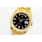 Day Date 40mm YG 1:1 Best Edition Diamonds Marker Black&Gold Dials YG Bracelet A2836 EWF