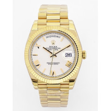 Day Date 40mm YG 1:1 Best Edition Roman Marker White&Gold Dials YG Bracelet A2836 EWF