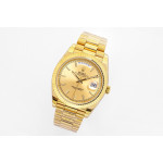 Day Date 40mm YG 1:1 Best Edition Stick Marker Gold Dial YG Bracelet A2836 EWF