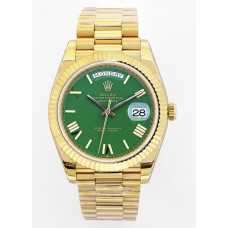 Day Date 40mm YG 1:1 Best Edition Roman Marker Green Dial YG Bracelet A2836 EWF