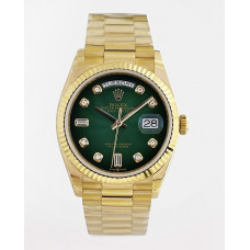 Day Date 36mm YG 1:1 Best Edition Diamonds Marker Green Dial Bracelet A2836 EWF