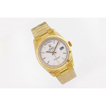 Day Date 36mm YG 1:1 Best Edition Stick Marker Gold&White Dial Bracelet A2836 EWF