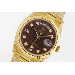 Day Date 36mm YG 1:1 Best Edition Diamonds Marker Brown Dial Bracelet A2836 EWF