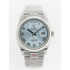 Day Date 36mm SS 1:1 Best Edition Roman Marker Ice Blue Dial Bracelet A2836 EWF