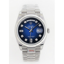 Day Date 36mm SS 1:1 Best Edition Diamonds Marker Blue Dial Bracelet A2836 EWF