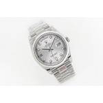 Day Date 36mm SS 1:1 Best Edition Diamonds Marker Silver&Black Dial Bracelet A2836 EWF