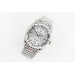 Day Date 36mm SS 1:1 Best Edition Diamonds Marker Silver&Black Dial Bracelet A2836 EWF