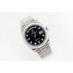 Day Date 36mm SS 1:1 Best Edition Diamonds Marker Silver&Black Dial Bracelet A2836 EWF