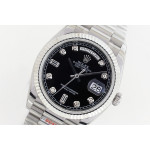 Day Date 36mm SS 1:1 Best Edition Diamonds Marker Silver&Black Dial Bracelet A2836 EWF