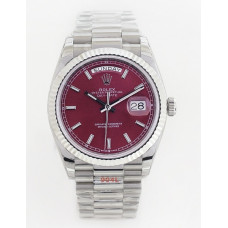 Day Date 36mm SS 1:1 Best Edition Stick Marker Red Dial Bracelet A2836 EWF