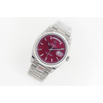 Day Date 36mm SS 1:1 Best Edition Stick Marker Red Dial Bracelet A2836 EWF