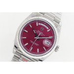 Day Date 36mm SS 1:1 Best Edition Stick Marker Red Dial Bracelet A2836 EWF