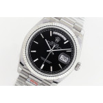 Day Date 36mm SS 1:1 Best Edition Stick Marker Black&Silver Dials Bracelet A2836 EWF