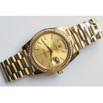 DayDate 36mm Diamonds Bezel Pres YG Gold Dial Stick Marker Bracelet BP A2813