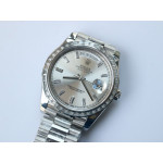 DayDate 40mm Diamond Bezel Pres SS Silver&Blue&Black dials Diamonds Marker Bracelet BP A2836