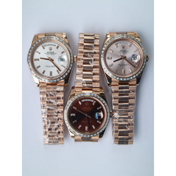 DayDate 40mm Diamonds Bezel RG/RG Brown&White&Pink Dials Dialmonds Marker Bracelet BPF A2836