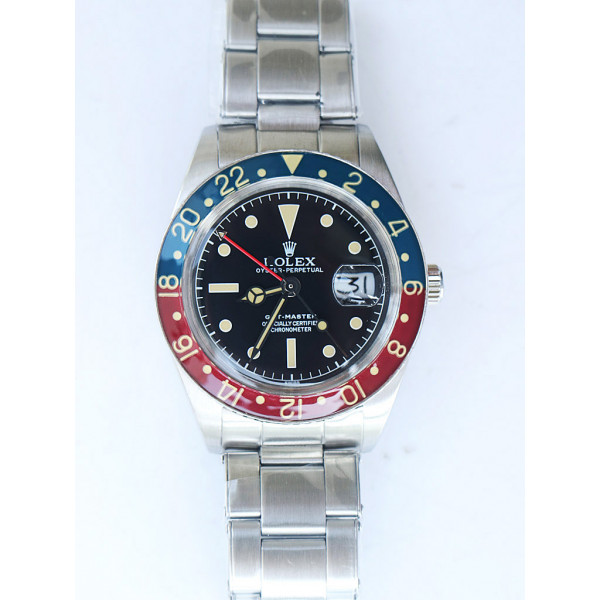 Vintage GMT Master Blue/Red Bezel Black Dial SS Bracelet A2836