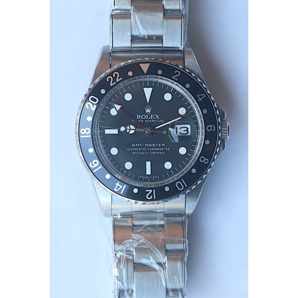 GMT-Master II 16710 Black Bezel SS Black Dial White Dot Bracelet BP A2836