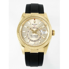 Sky-Dweller 336238 Gain Weight YG 1:1 Best Edition Gold Dial On Oysterflex Rubber Strap ZF Asian 2824