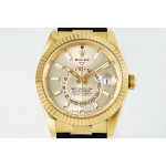 Sky-Dweller 336238 Gain Weight YG 1:1 Best Edition Gold Dial On Oysterflex Rubber Strap ZF Asian 2824