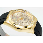 Sky-Dweller 336238 Gain Weight YG 1:1 Best Edition Gold Dial On Oysterflex Rubber Strap ZF Asian 2824