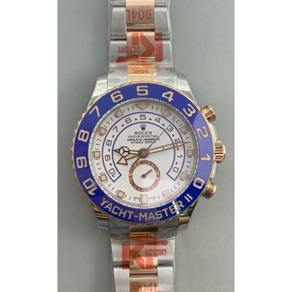 YachtMaster II 116681 SS/RG Blue Ceramic 1:1 Best Edition SS/RG Bracelet KF A7750