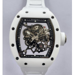 RM055 White Ceramic Best Edition Skeleton Dial on White Rubber Strap Clone RMUL2 BBR