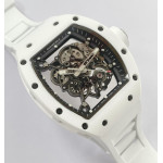 RM055 White Ceramic Best Edition Skeleton Dial on White Rubber Strap Clone RMUL2 BBR