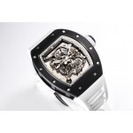 RM055 Black Ceramic Best Edition Skeleton Dial on White Rubber Strap Clone RMUL2 BBR