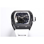 RM055 Black Ceramic Best Edition Skeleton Dial on White Rubber Strap Clone RMUL2 BBR