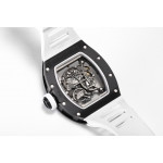 RM055 Black Ceramic Best Edition Skeleton Dial on White Rubber Strap Clone RMUL2 BBR