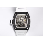 RM055 Black Ceramic Best Edition Skeleton Dial on White Rubber Strap Clone RMUL2 BBR