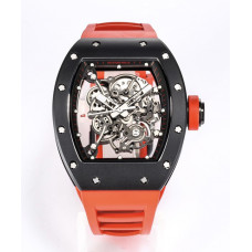 RM055 Black Ceramic Best Edition Skeleton Dial on Red Rubber Strap Clone RMUL2 BBR