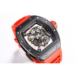 RM055 Black Ceramic Best Edition Skeleton Dial on Red Rubber Strap Clone RMUL2 BBR