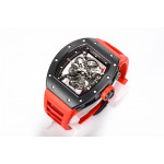 RM055 Black Ceramic Best Edition Skeleton Dial on Red Rubber Strap Clone RMUL2 BBR