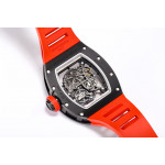 RM055 Black Ceramic Best Edition Skeleton Dial on Red Rubber Strap Clone RMUL2 BBR