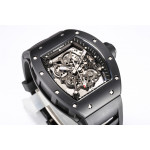 RM055 Black Ceramic Best Edition Skeleton Dial on Black Rubber Strap Clone RMUL2 BBR