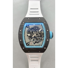 RM055 NTPT Carbon Case 1:1 Best Edition Blue Bezel White Rubber Strap ZF RMUL2 Super Clone